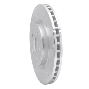 Dodge Durango Brake Rotor (1) - Front Right - R1 Concepts - Drilled & Slotted - Silver - `12-`25